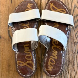 Sam Edelman Cream Leather Slide Sandals